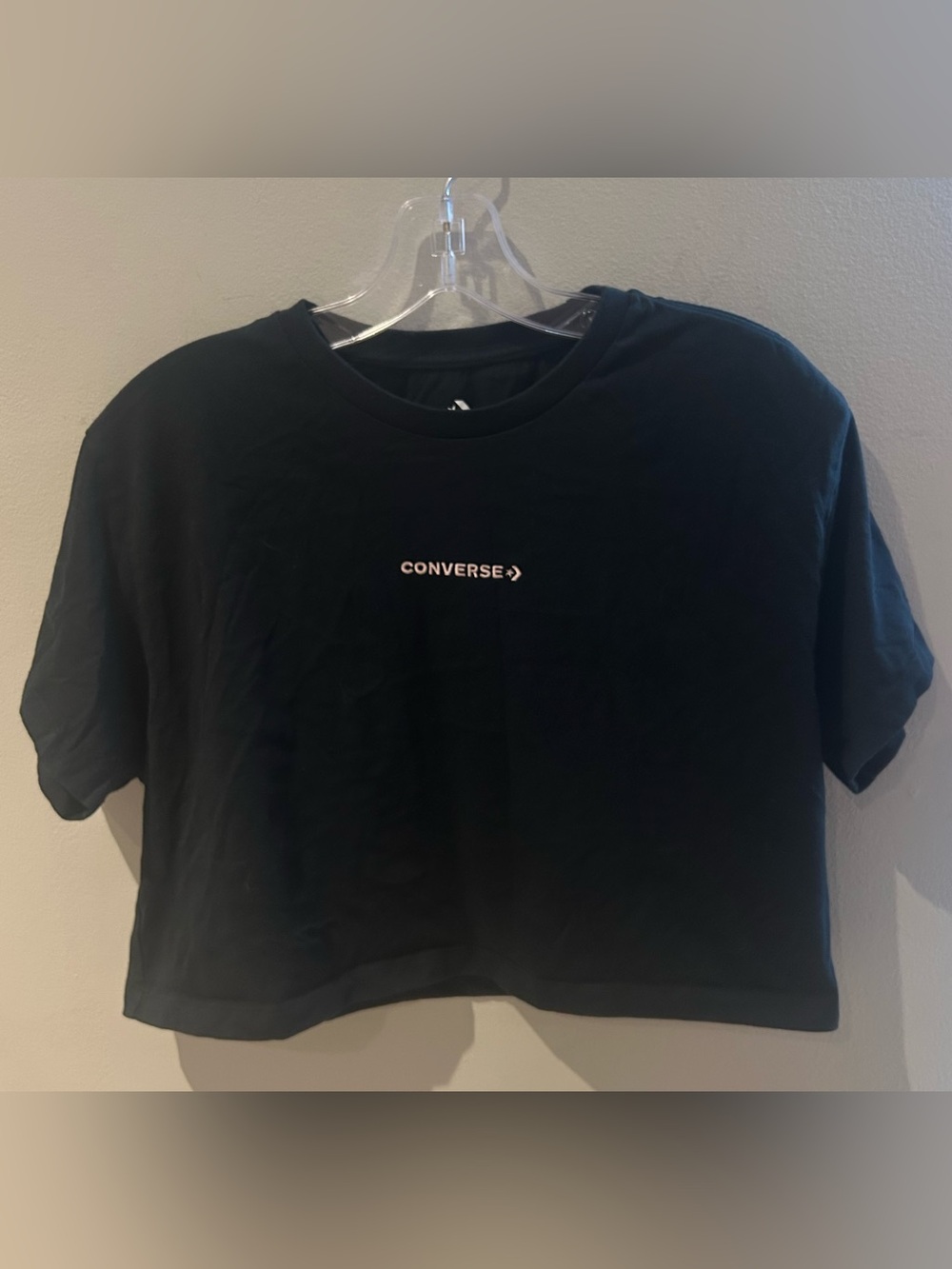 Converse Black Cropped Logo Tee